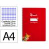 Cuaderno espiral liderpapel a4 pautaguia tapa dura 80h 90 gr cuadro pautado 2,5mm color rojo - BF128