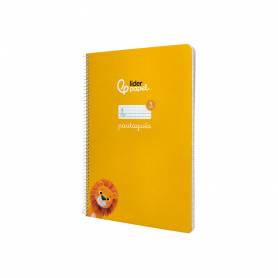 Cuaderno espiral liderpapel di n a4 pautaguia tapa dura 80h 90 gr cuadro pautado 5mm color amarillo - BF142