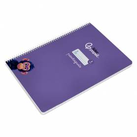 Cuaderno espiral liderpapel di n a4 pautaguia tapa dura 80h 90 gr cuadro pautado 5mm color lila - BF144