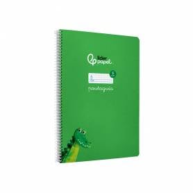 Cuaderno espiral liderpapel di n a4 pautaguia tapa dura 80h 90 gr cuadro pautado 5mm color verde - BF147