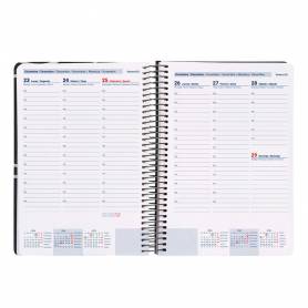 Agenda espiral liderpapel clas sic a4 2025 dia pagina blanc o y negro 2 papel 70 gr - 