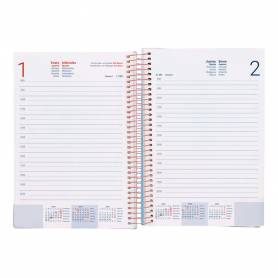 Agenda espiral liderpapel gazi a5 2025 día página color rosa papel 70 gr