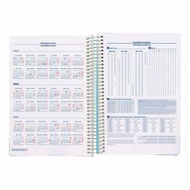 Agenda espiral liderpapel gazi a5 2025 día página color verde papel 70 gr