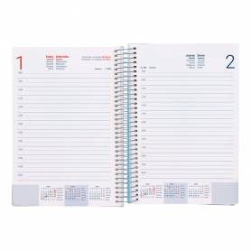 Agenda espiral liderpapel gazi a5 2025 día página color azul papel 70 gr