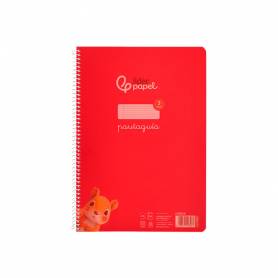 Cuaderno espiral liderpapel din a4 pautaguia tapa plastico80h 90gr cuadro pautado 3mm con margen color rojo - BE34