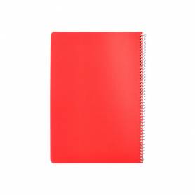 Cuaderno espiral liderpapel din a4 pautaguia tapa plastico80h 90gr cuadro pautado 3mm con margen color rojo - BE34