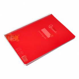 Cuaderno espiral liderpapel din a4 pautaguia tapa plastico80h 90gr cuadro pautado 3mm con margen color rojo - BE34