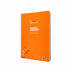 Cuaderno espiral liderpapel din a4 pautaguia tapa plastico80h 90gr cuadro pautado 3mm con margen color naranja - BE63