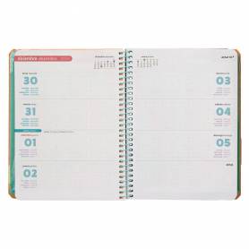 Agenda espiral antartik bold a6 2025 semana vista color rosa melocotón papel 80 gr - 