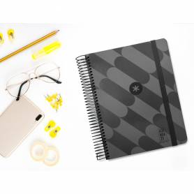 Agenda espiral antartik pattern a5+ 2025 día página color negro papel 80 gr - 