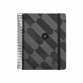 Agenda espiral antartik pattern a5+ 2025 día página color negro papel 80 gr - 