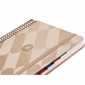 Agenda espiral antartik pattern a5+ 2025 día página color rosa nude papel 80 gr - 