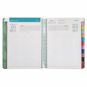 Agenda espiral antartik pattern a5+ 2025 dia pagina color verde papel 80 gr - 