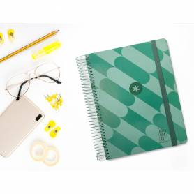 Agenda espiral antartik pattern a5+ 2025 dia pagina color verde papel 80 gr - 