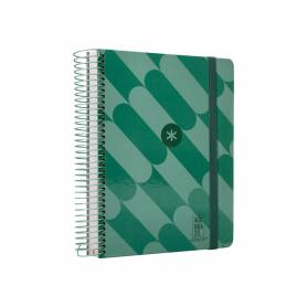 Agenda espiral antartik pattern a5+ 2025 dia pagina color verde papel 80 gr - 