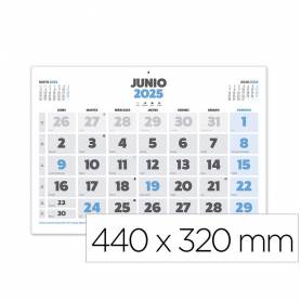 Calendario pared liderpapel clasico 2025 lomo engomado 44x32 cm papel 128 gr - 