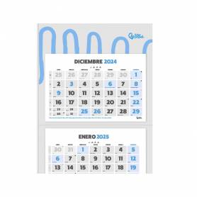 Calendario pared liderpapel 3 meses vistas 2025 plegable 33x70 cm papel 90 gr - 