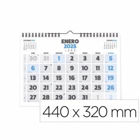 Calendario espiral pared liderpapel clasico 2025 numeros grandes 44x32 cm papel 128 gr - 