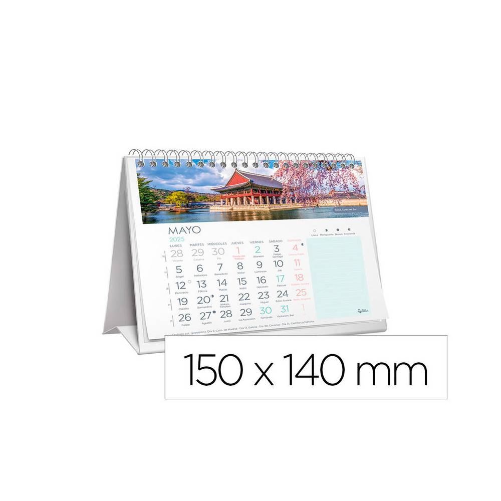 Calendario espiral triangular liderpapel imagenes 2025 14x15 cm papel 128 gr con pegatinas - 