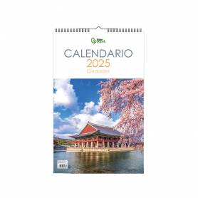 Calendario espiral pared liderpapel imagenes ciudades 2025 para escribir 25x40 cm papel 157 gr - 