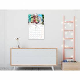 Calendario espiral pared liderpapel imagenes ciudades 2025 para escribir 25x40 cm papel 157 gr - 