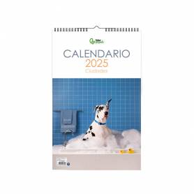 Calendario espiral pared liderpapel imagenes perros 2025 para escribir 25x40 cm papel 157 gr - 