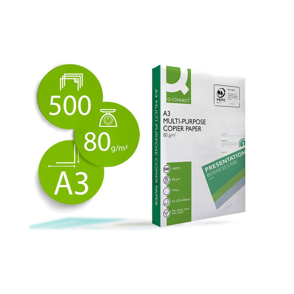 Papel fotocopiadora q-connect economy din a3 80 gramos paquete de 500 hojas - KF14311