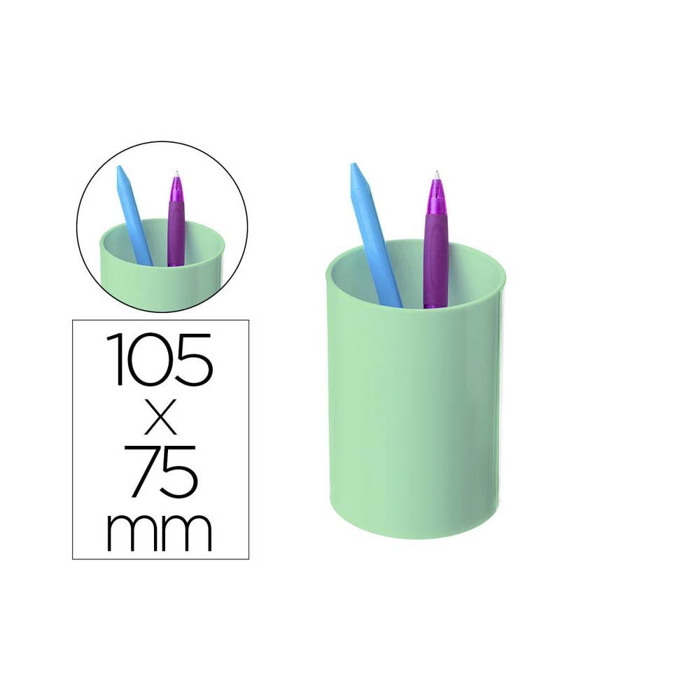 Cubilete portalapices archivo 2000 verde pastel opaco plastico 100% reciclado diametro 75 mm alto 105 mm