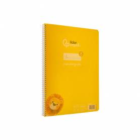 Cuaderno espiral liderpapel din a4 pautaguia tapa plastico80h 90gr cuadro pautado 4mm con margen color amarillo - BE35