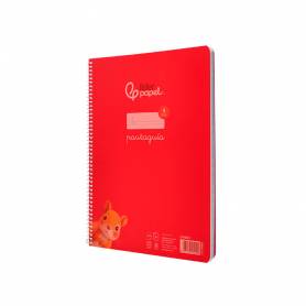 Cuaderno espiral liderpapel din a4 pautaguia tapa plastico80h 90gr cuadro pautado 4mm con margen color rojo - BE33