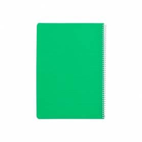 Cuaderno espiral liderpapel din a4 pautaguia tapa plastico80h 90gr cuadro pautado 4mm con margen color verde - BE37