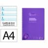 Cuaderno espiral liderpapel din a4 pautaguia tapa plastico80h 90gr cuadro pautado 4mm con margen color lila - BE38