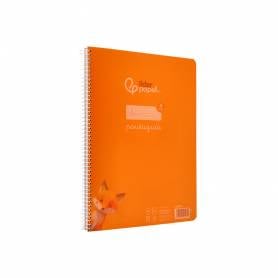 Cuaderno espiral liderpapel din a4 pautaguia tapa plastico80h 90gr cuadro pautado 4mm con margen color naranja - BE64