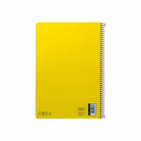 Cuaderno espiral liderpapel din a4 smart tapa blanda 80h 75gr cuadro 4mm con margen color amarillo - BF93