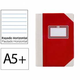 Libro cartone cosido fernandes flecha din a5+ rayado horizontal 50 hojas 100 gr rojo - 102820499