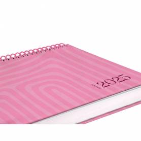 Agenda espiral liderpapel syros a5 2025 dia pagina color rosa papel 60 gr