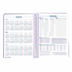 Agenda espiral liderpapel syros a5 2025 dia pagina color morado papel 60 gr