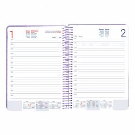 Agenda espiral liderpapel syros a5 2025 dia pagina color morado papel 60 gr