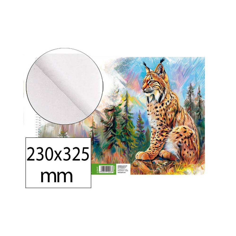 Bloc dibujo liderpapel artistico natura espiral 230x325mm 20 hojas 130g m2 sin recuadro perforado - DA17