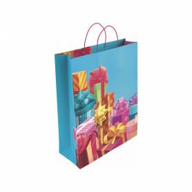 Bolsa para regalo basika papel estucado 160 gr todo año con asa retorcida tamaño m 27+12x37 cm - 02001149