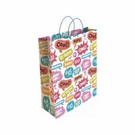 Bolsa para regalo basika papel estucado 160 gr todo año con asa retorcida tamaño m 27+12x37 cm - 02001149