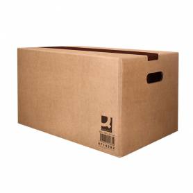 Caja para embalar q-connect americana con asas carton reciclado canal simple 5 mm color kraft 500x340x310 mm - KF14282