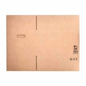 Caja para embalar q-connect americana con asas carton reciclado canal simple 5 mm color kraft 500x340x310 mm - KF14282