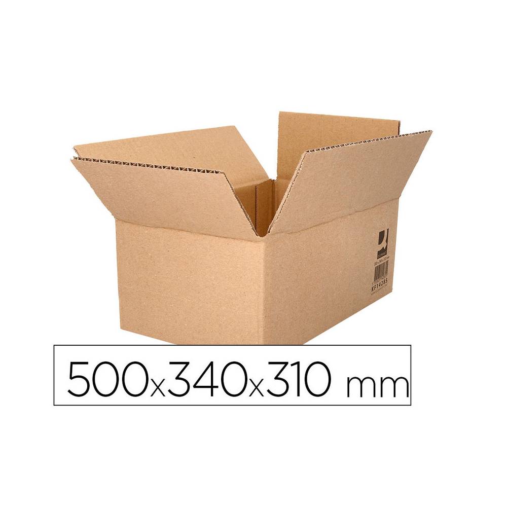 Caja para embalar q-connect americana ultrarresistente carton reciclado canal doble 7mm color kraft 500x340x310 mm - KF14285