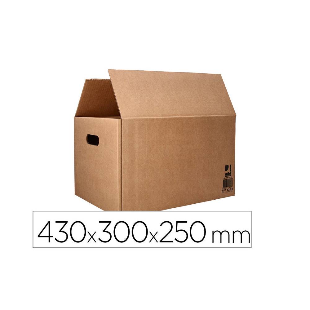 Caja para embalar q-connect americana ultrarresistente conasas carton canal doble 7 mm color kraft 430x300x250 mm - KF14288