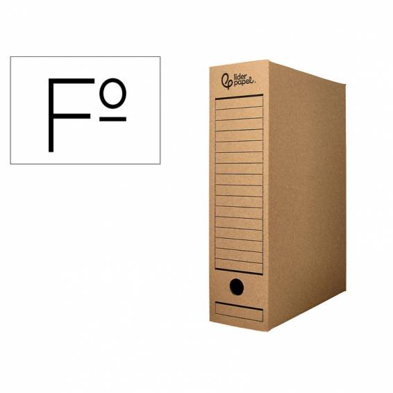 Caja archivo definitivo liderpapel folio carton reciclado 325g m2 lomo 100 mm kraft 365x100x251 mm - DF23