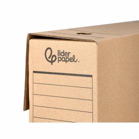 Caja archivo definitivo liderpapel folio prolongado carton reciclado 325g m2 lomo 116 mm kraft 388x116x275 mm - DF24