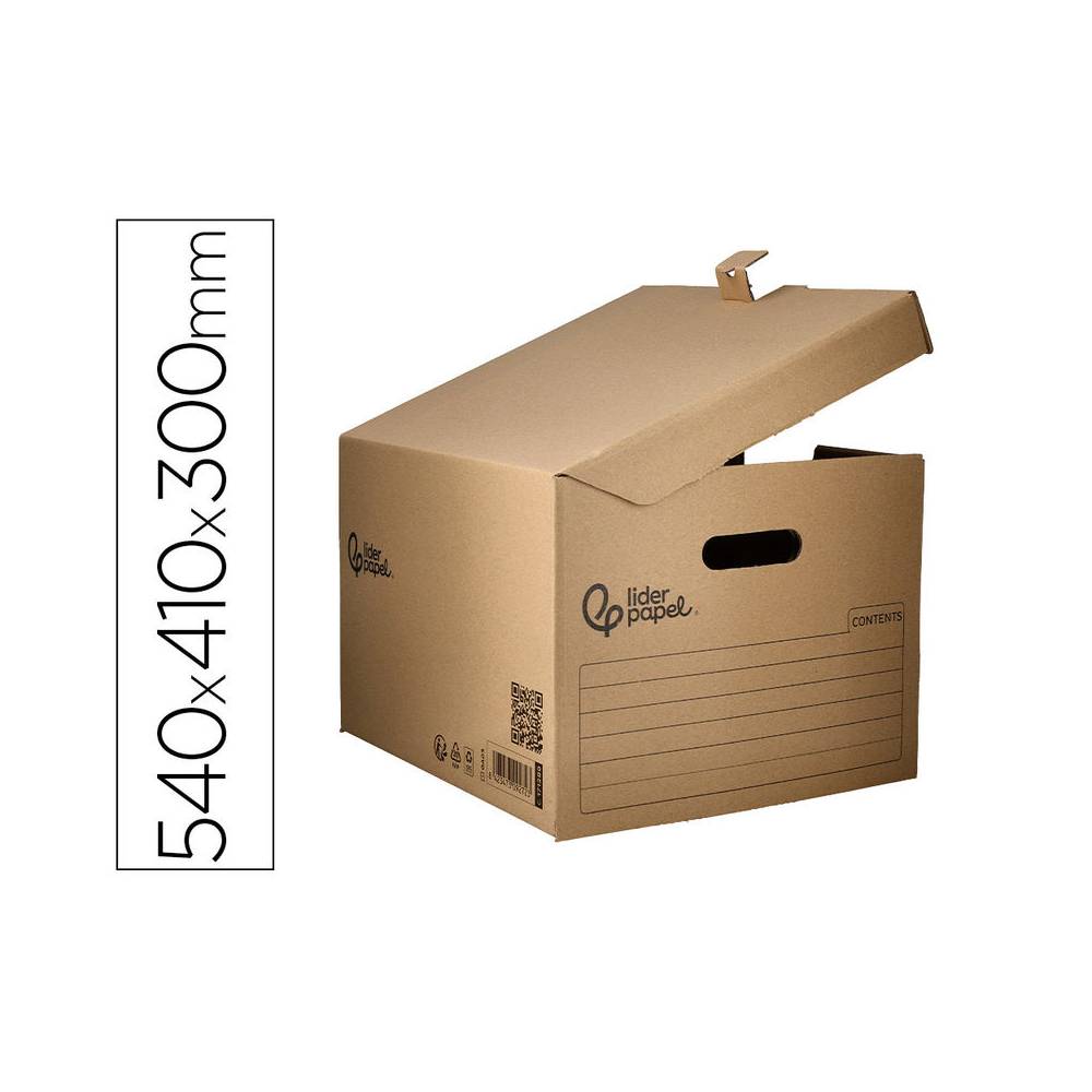 Cajon contenedor liderpapel carton manual para 5 cajas archivo def. folio   6 archivadores a-z 540x410x300mm - GA03