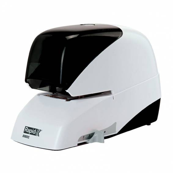 Grapadora rapid 5050e electrica blanco negro capacidad 50 hojas usa grapas casete 5050 - 20993212