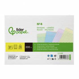 Tarjeta liderpapel para estudiar rayada cartulina de colores 170 gr m2 125x200mm paquete de 200 unidades - TC03